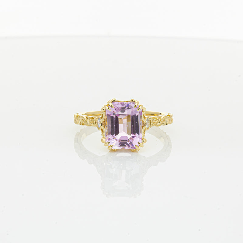 18ct Yellow Gold 2.64ct Kunzite & Diamond Romanov Ring-Ring-Walker & Hall