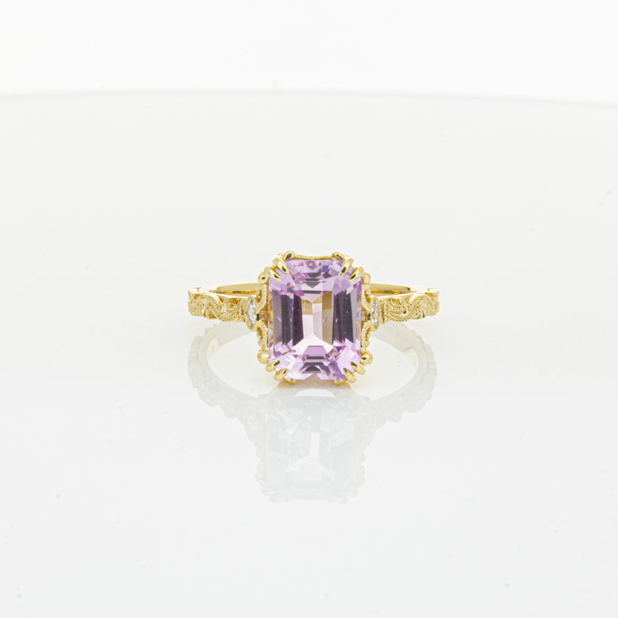 18ct Yellow Gold 2.64ct Kunzite & Diamond Romanov Ring-Ring-Walker & Hall