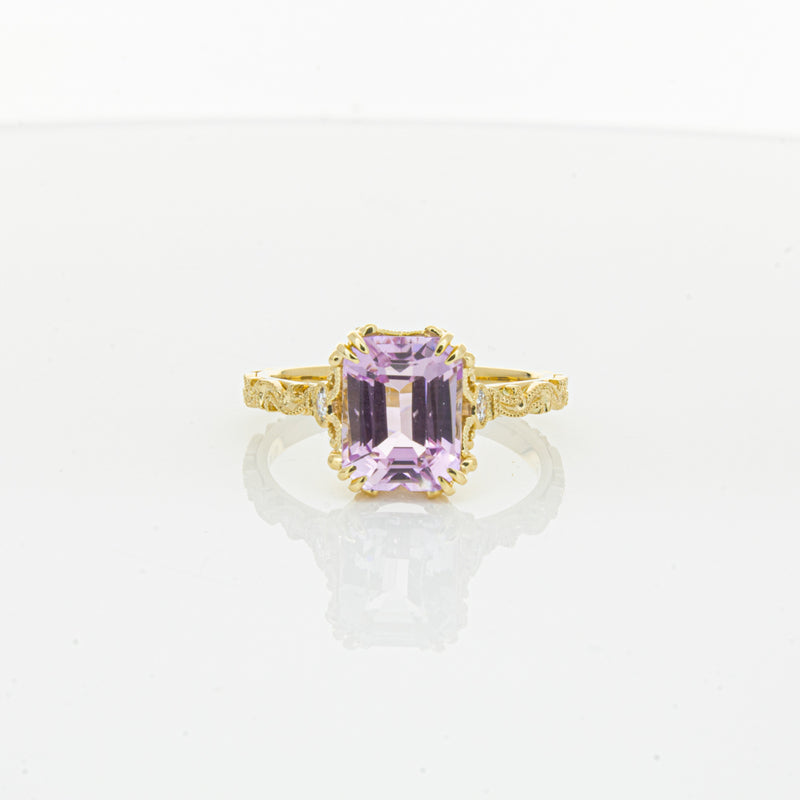 18ct Yellow Gold 2.64ct Kunzite & Diamond Romanov Ring-Ring-Walker & Hall