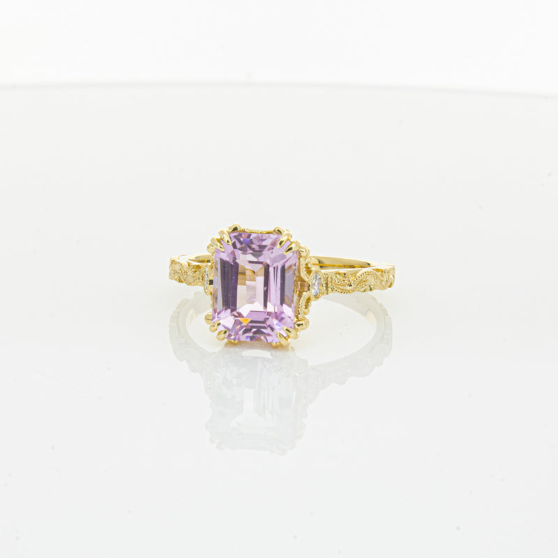 18ct Yellow Gold 2.64ct Kunzite & Diamond Romanov Ring-Ring-Walker & Hall