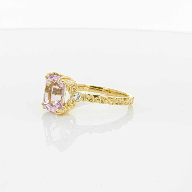 18ct Yellow Gold 2.64ct Kunzite & Diamond Romanov Ring-Ring-Walker & Hall