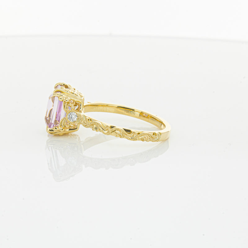 18ct Yellow Gold 2.64ct Kunzite & Diamond Romanov Ring-Ring-Walker & Hall