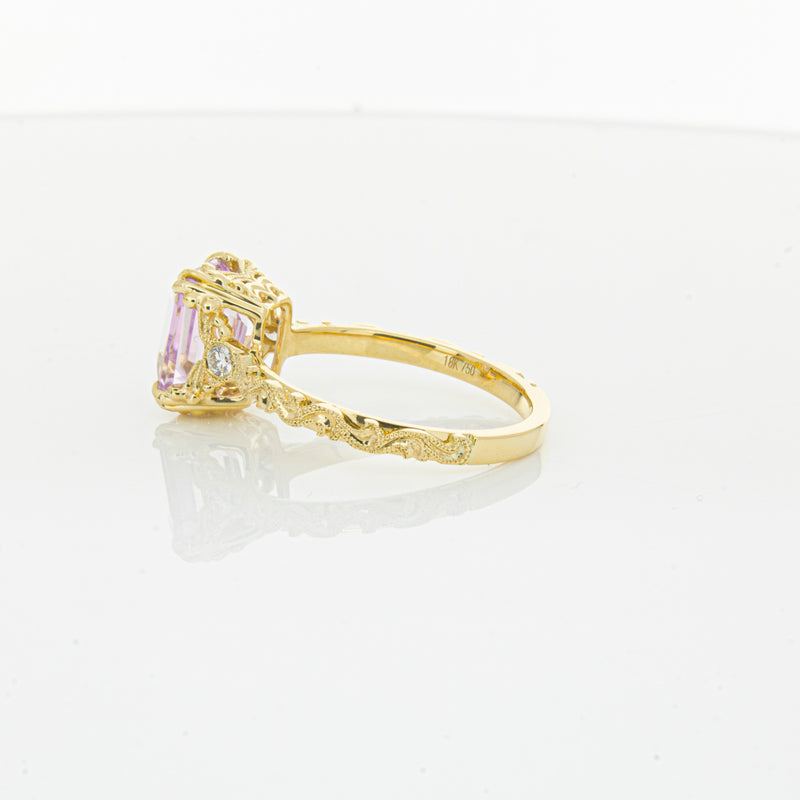 18ct Yellow Gold 2.64ct Kunzite & Diamond Romanov Ring-Ring-Walker & Hall
