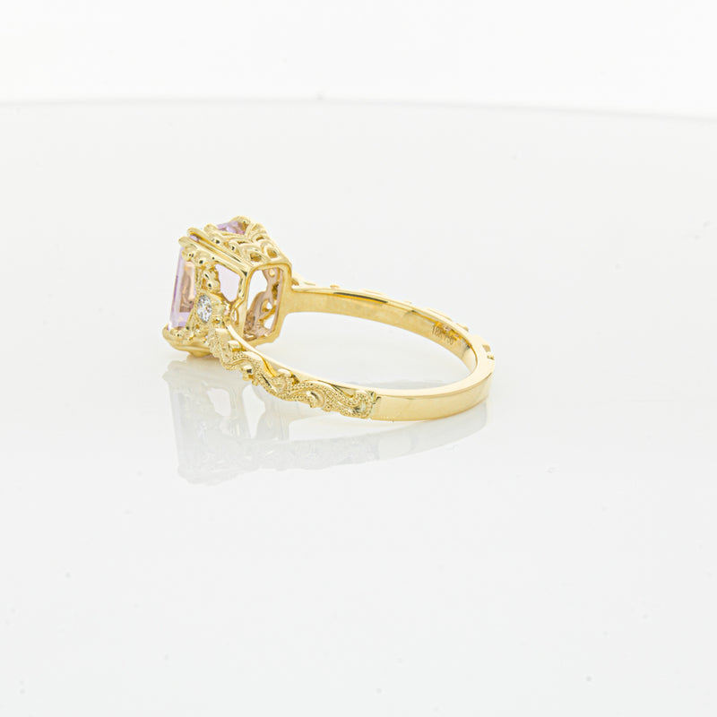 18ct Yellow Gold 2.64ct Kunzite & Diamond Romanov Ring-Ring-Walker & Hall