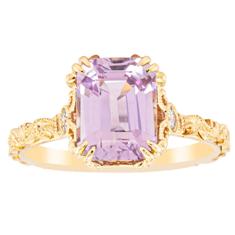 18ct Yellow Gold 2.64ct Kunzite & Diamond Romanov Ring-Ring-Walker & Hall