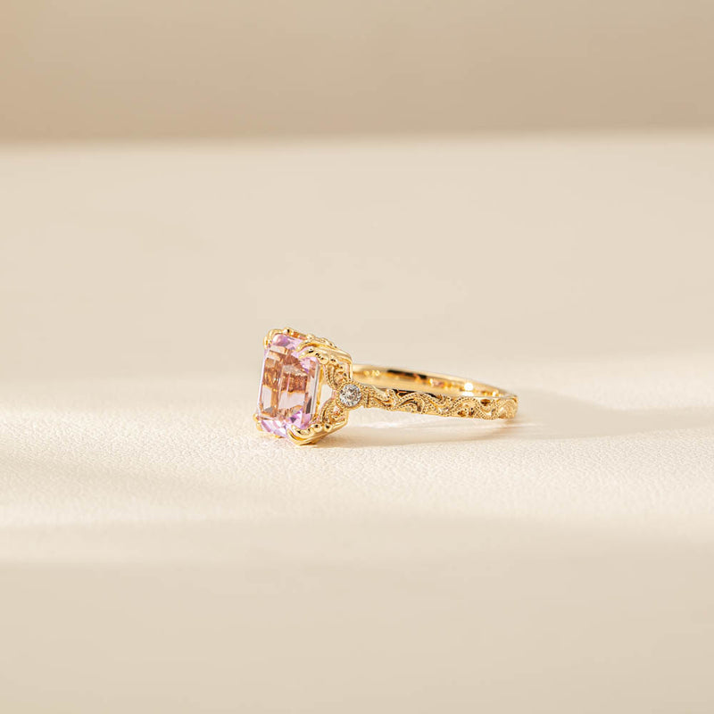 18ct Yellow Gold 2.64ct Kunzite & Diamond Romanov Ring-Ring-Walker & Hall