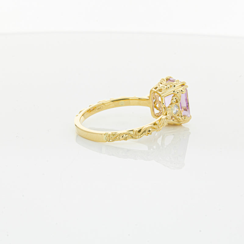 18ct Yellow Gold 2.64ct Kunzite & Diamond Romanov Ring-Ring-Walker & Hall