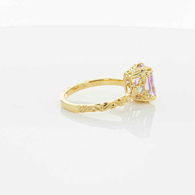 18ct Yellow Gold 2.64ct Kunzite & Diamond Romanov Ring-Ring-Walker & Hall