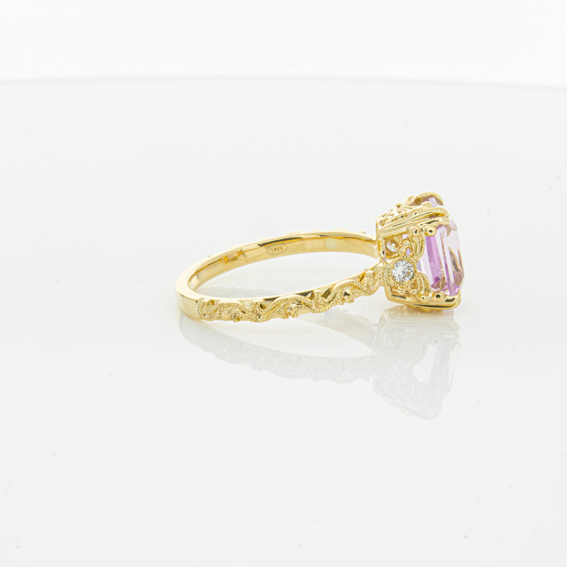 18ct Yellow Gold 2.64ct Kunzite & Diamond Romanov Ring-Ring-Walker & Hall