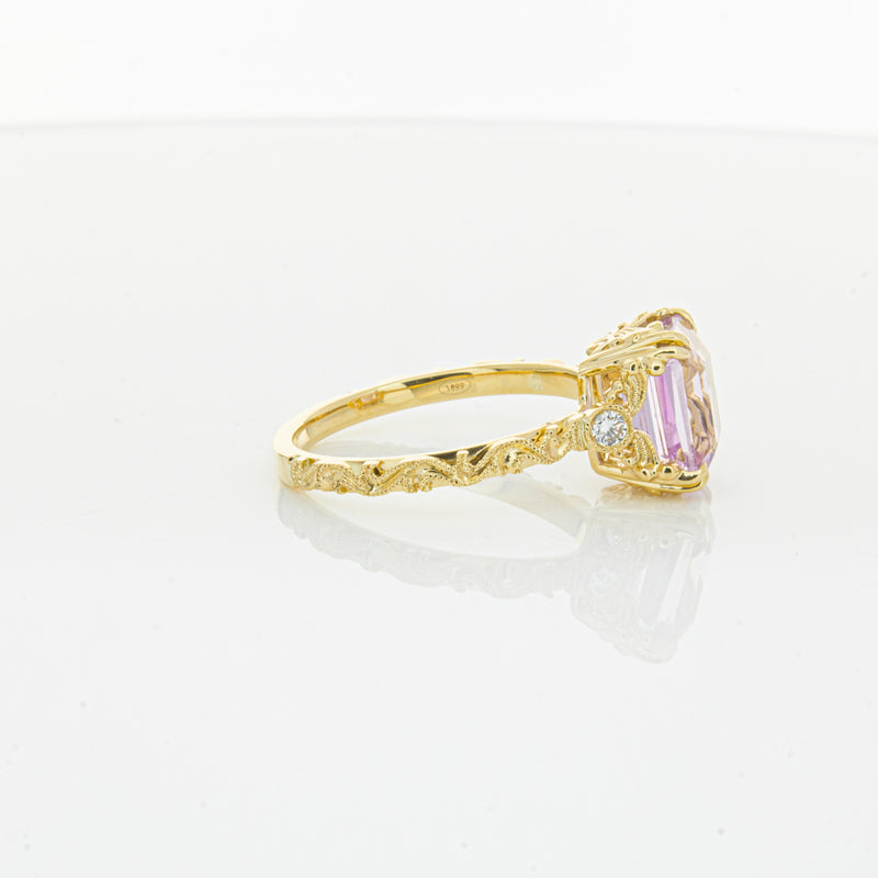 18ct Yellow Gold 2.64ct Kunzite & Diamond Romanov Ring-Ring-Walker & Hall