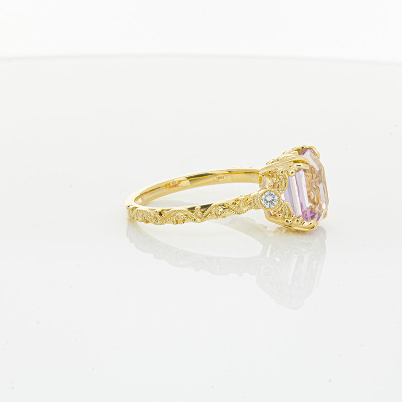 18ct Yellow Gold 2.64ct Kunzite & Diamond Romanov Ring-Ring-Walker & Hall