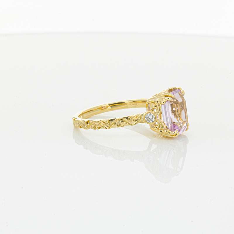 18ct Yellow Gold 2.64ct Kunzite & Diamond Romanov Ring-Ring-Walker & Hall