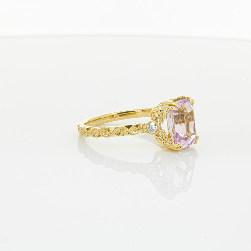 18ct Yellow Gold 2.64ct Kunzite & Diamond Romanov Ring-Ring-Walker & Hall