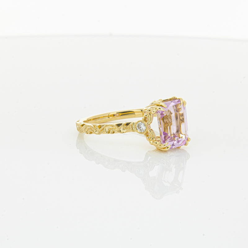 18ct Yellow Gold 2.64ct Kunzite & Diamond Romanov Ring-Ring-Walker & Hall