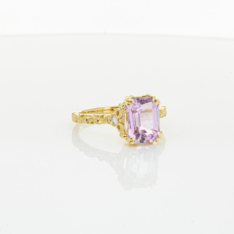 18ct Yellow Gold 2.64ct Kunzite & Diamond Romanov Ring-Ring-Walker & Hall