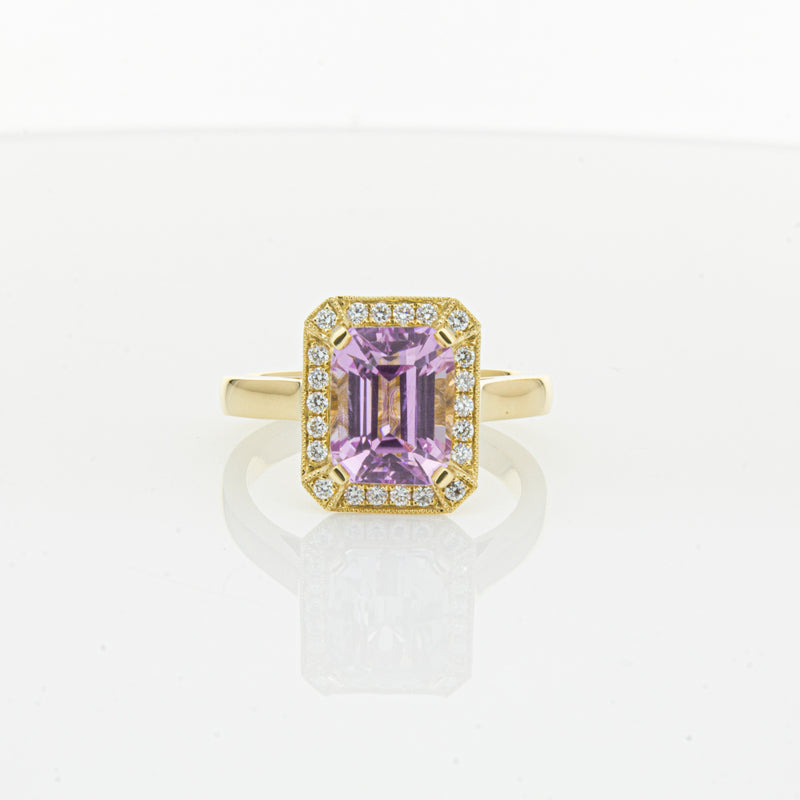18ct Yellow Gold 2.90ct Kunzite & Diamond Empire Ring-Ring-Walker & Hall