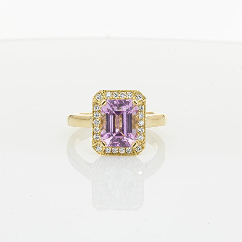 18ct Yellow Gold 2.90ct Kunzite & Diamond Empire Ring-Ring-Walker & Hall