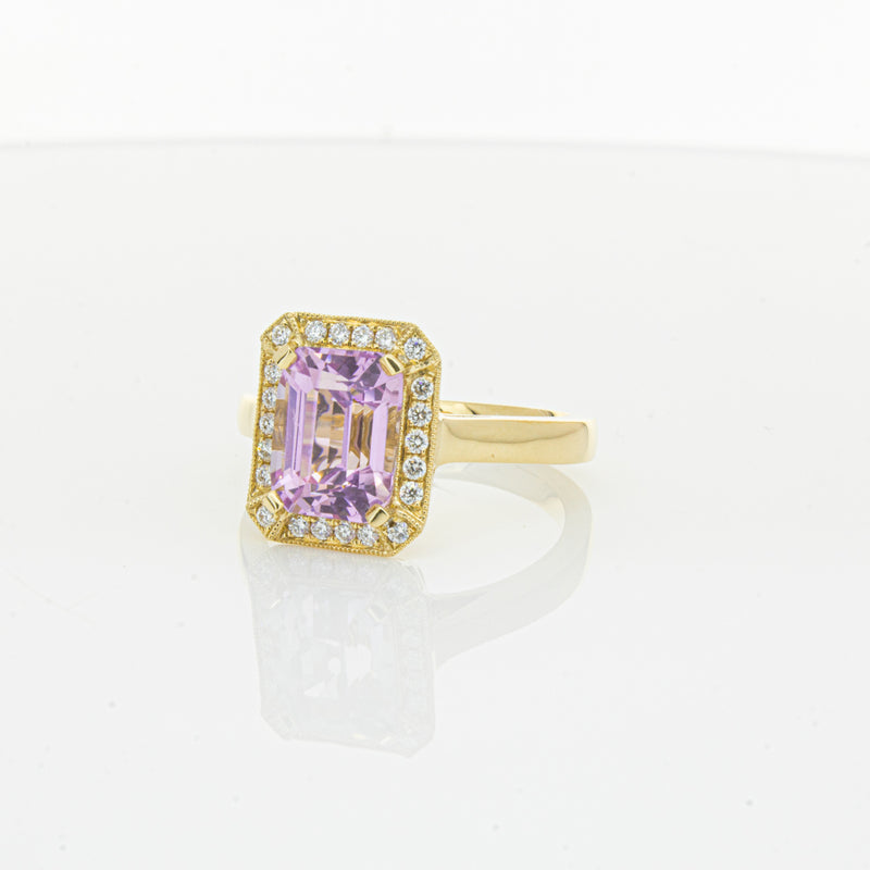 18ct Yellow Gold 2.90ct Kunzite & Diamond Empire Ring-Ring-Walker & Hall