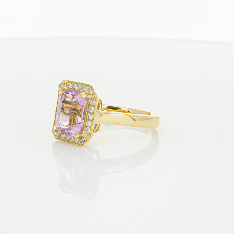 18ct Yellow Gold 2.90ct Kunzite & Diamond Empire Ring-Ring-Walker & Hall