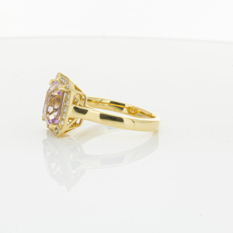 18ct Yellow Gold 2.90ct Kunzite & Diamond Empire Ring-Ring-Walker & Hall