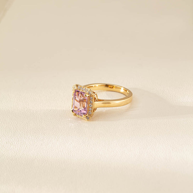 18ct Yellow Gold 2.90ct Kunzite & Diamond Empire Ring-Ring-Walker & Hall