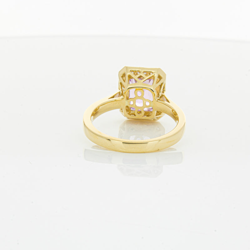 18ct Yellow Gold 2.90ct Kunzite & Diamond Empire Ring-Ring-Walker & Hall