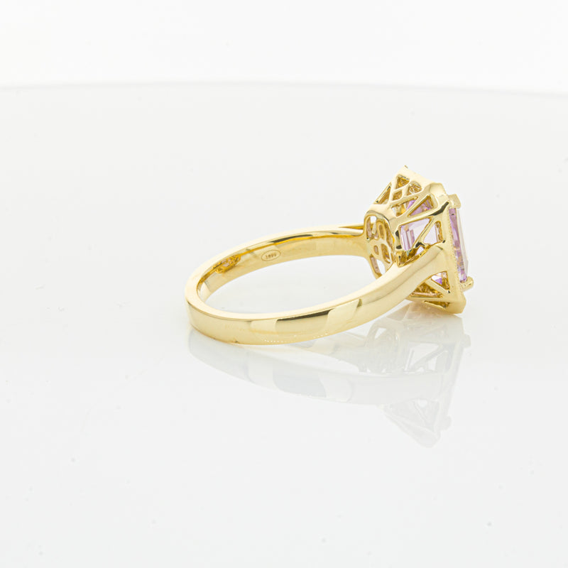 18ct Yellow Gold 2.90ct Kunzite & Diamond Empire Ring-Ring-Walker & Hall