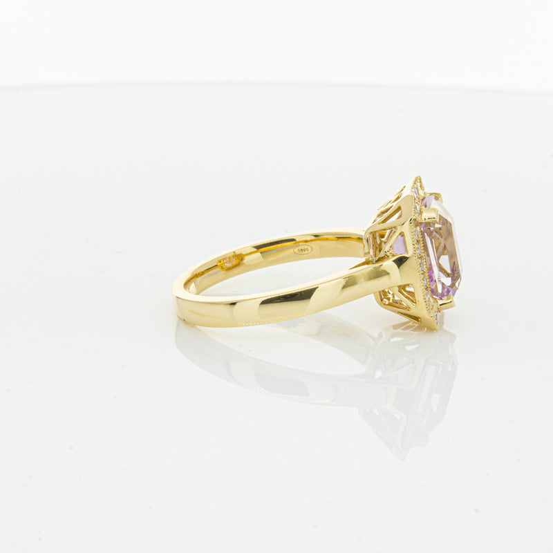 18ct Yellow Gold 2.90ct Kunzite & Diamond Empire Ring-Ring-Walker & Hall