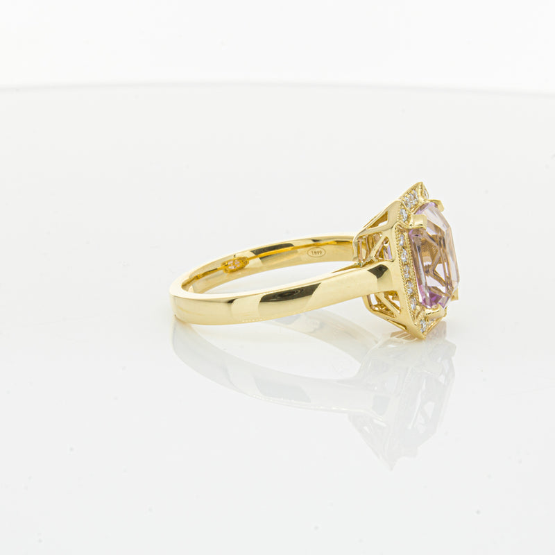 18ct Yellow Gold 2.90ct Kunzite & Diamond Empire Ring-Ring-Walker & Hall