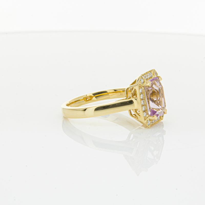 18ct Yellow Gold 2.90ct Kunzite & Diamond Empire Ring-Ring-Walker & Hall
