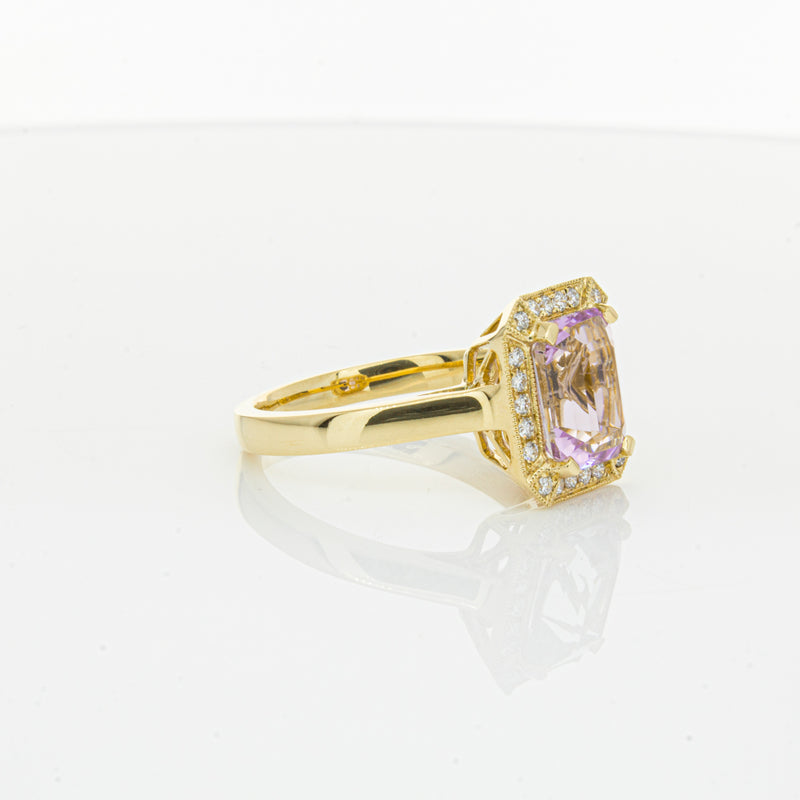 18ct Yellow Gold 2.90ct Kunzite & Diamond Empire Ring-Ring-Walker & Hall