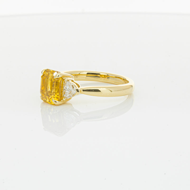 18ct Yellow Gold 3.05ct Golden Sapphire & Diamond Ring-Ring-Walker & Hall