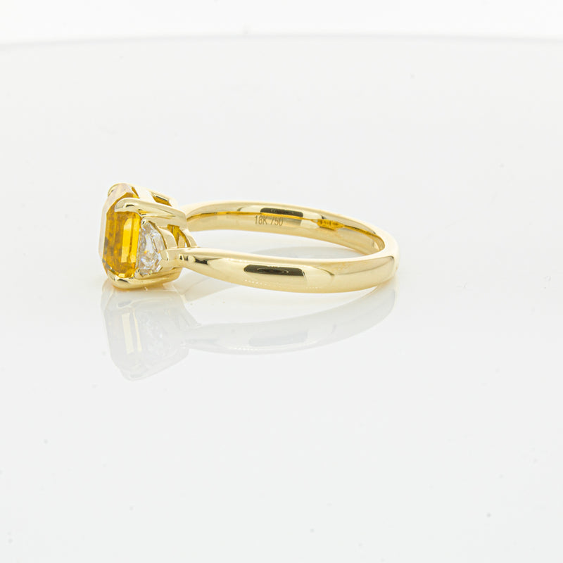 18ct Yellow Gold 3.05ct Golden Sapphire & Diamond Ring-Ring-Walker & Hall