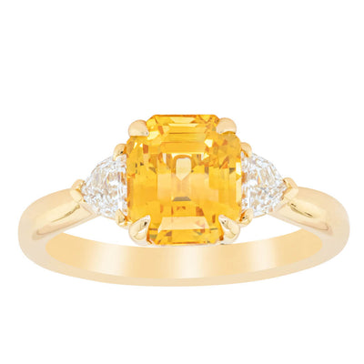 18ct Yellow Gold 3.05ct Golden Sapphire & Diamond Ring-Ring-Walker & Hall