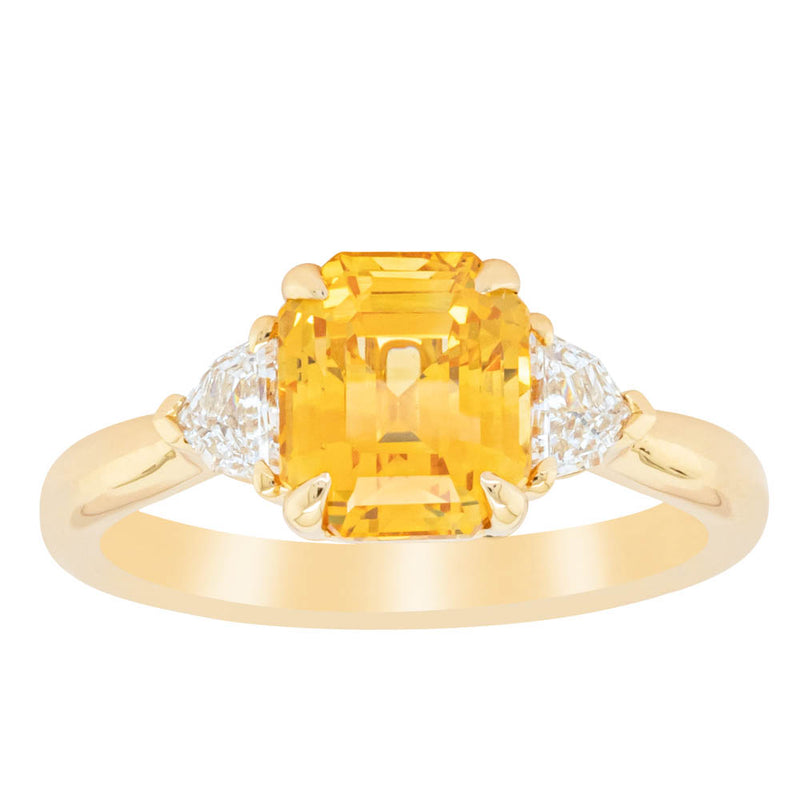 18ct Yellow Gold 3.05ct Golden Sapphire & Diamond Ring-Ring-Walker & Hall