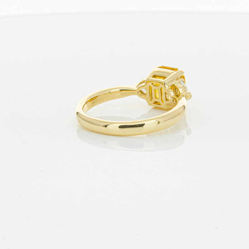 18ct Yellow Gold 3.05ct Golden Sapphire & Diamond Ring-Ring-Walker & Hall