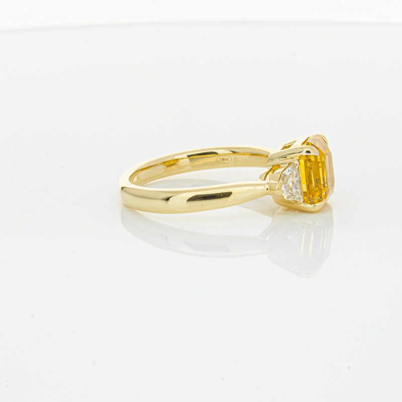 18ct Yellow Gold 3.05ct Golden Sapphire & Diamond Ring-Ring-Walker & Hall