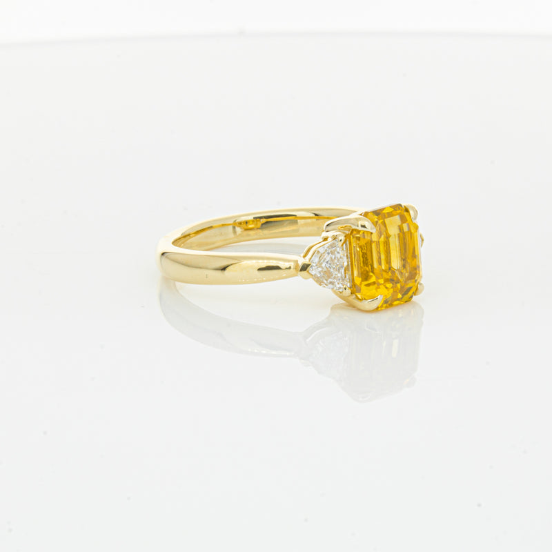 18ct Yellow Gold 3.05ct Golden Sapphire & Diamond Ring-Ring-Walker & Hall