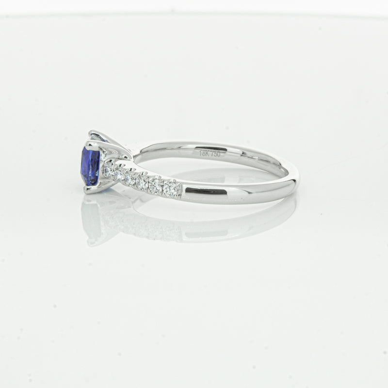 18ct White Gold 1.21ct Sapphire & Diamond Meridien Ring-Ring-Walker & Hall