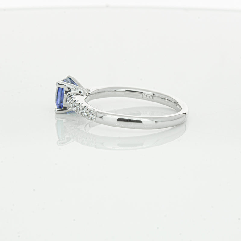18ct White Gold 1.21ct Sapphire & Diamond Meridien Ring-Ring-Walker & Hall