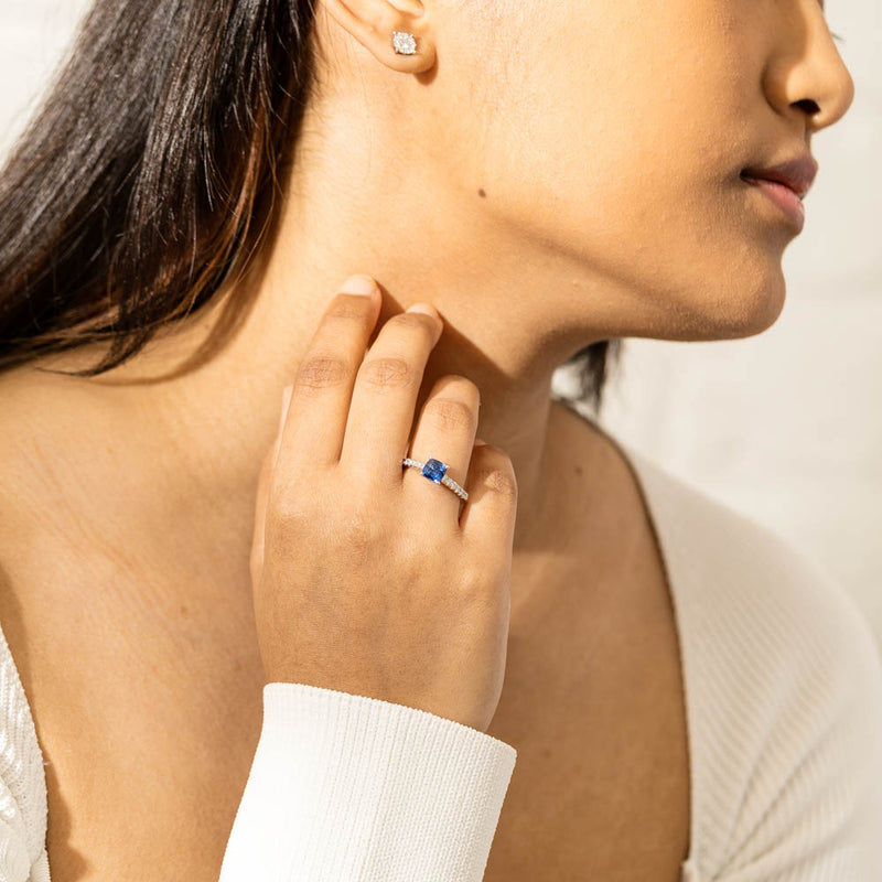 18ct White Gold 1.21ct Sapphire & Diamond Meridien Ring-Ring-Walker & Hall
