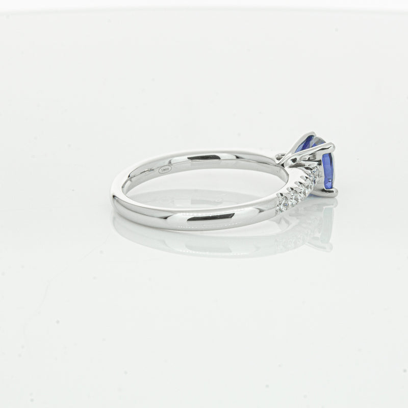 18ct White Gold 1.21ct Sapphire & Diamond Meridien Ring-Ring-Walker & Hall