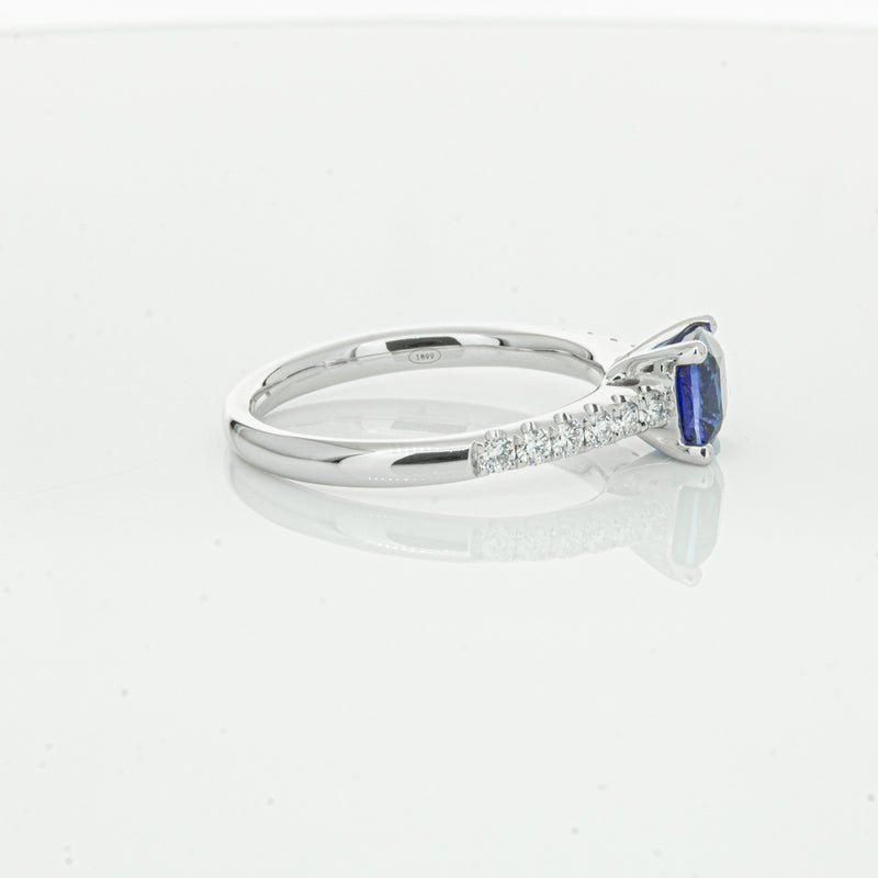 18ct White Gold 1.21ct Sapphire & Diamond Meridien Ring-Ring-Walker & Hall