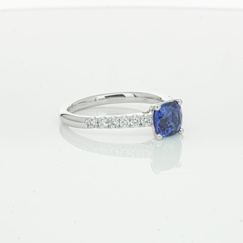 18ct White Gold 1.21ct Sapphire & Diamond Meridien Ring-Ring-Walker & Hall