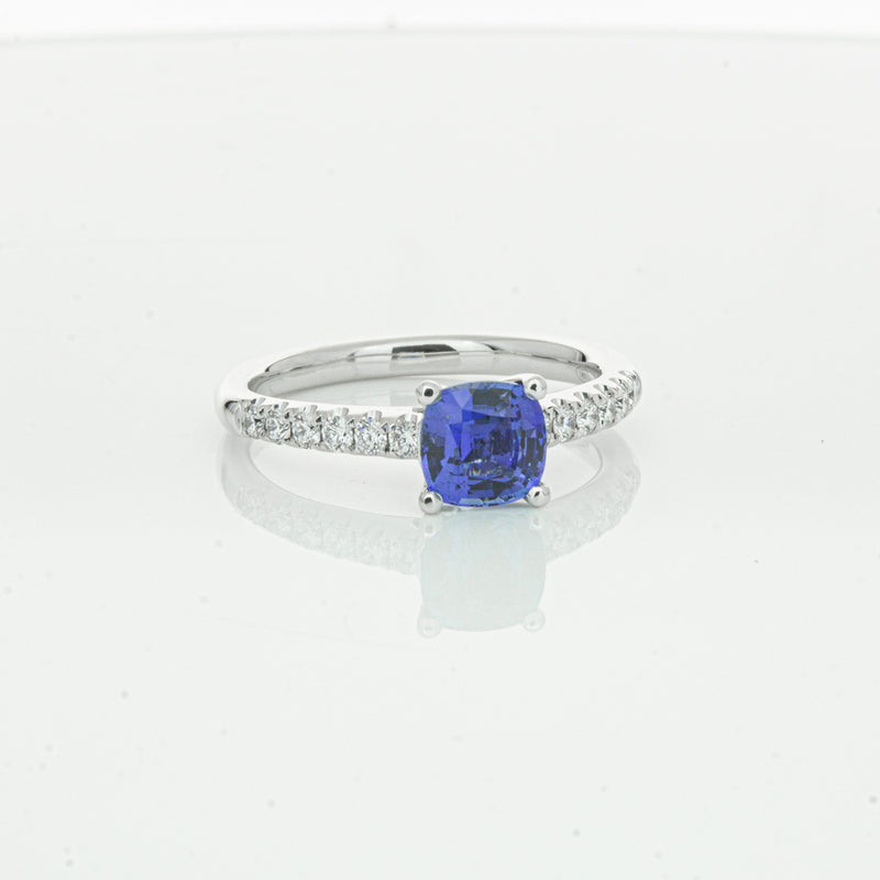 18ct White Gold 1.21ct Sapphire & Diamond Meridien Ring-Ring-Walker & Hall