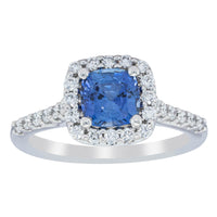 18ct White Gold 1.24ct Sapphire & Diamond Manhattan Ring-Ring-Walker & Hall