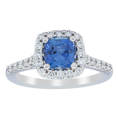 18ct White Gold 1.24ct Sapphire & Diamond Manhattan Ring-Ring-Walker & Hall