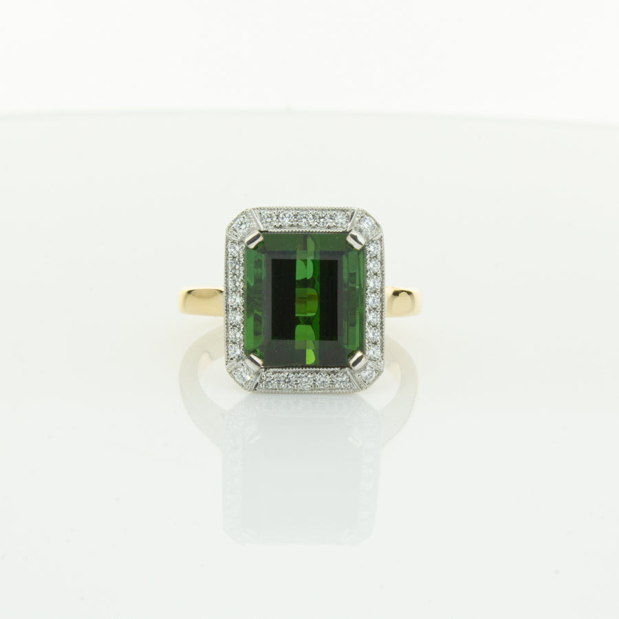18ct Yellow Gold 6.44ct Tourmaline & Diamond Empire Ring-Ring-Walker & Hall