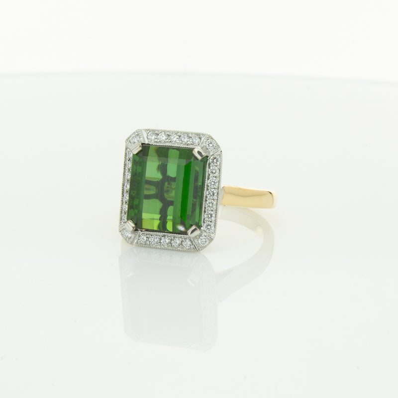 18ct Yellow Gold 6.44ct Tourmaline & Diamond Empire Ring-Ring-Walker & Hall
