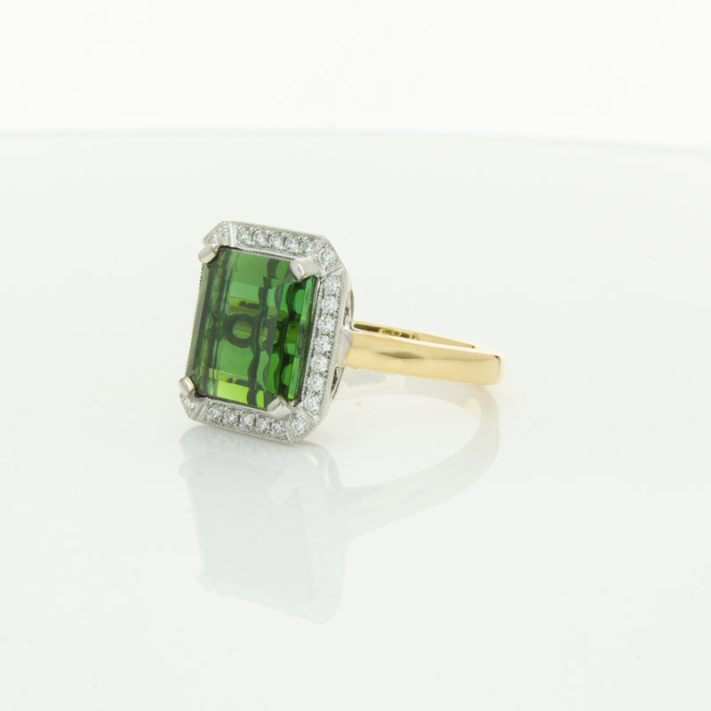 18ct Yellow Gold 6.44ct Tourmaline & Diamond Empire Ring-Ring-Walker & Hall